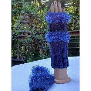 Navy Fingerless Gloves with Glitter