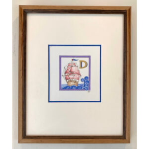 Sailing Ship with Letter D Framed