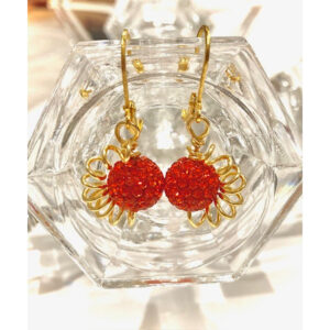 Tangerine Pave Crescent Earrings
