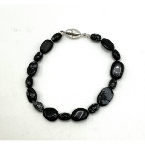 Snowflake Obsidian Beaded Bracelet